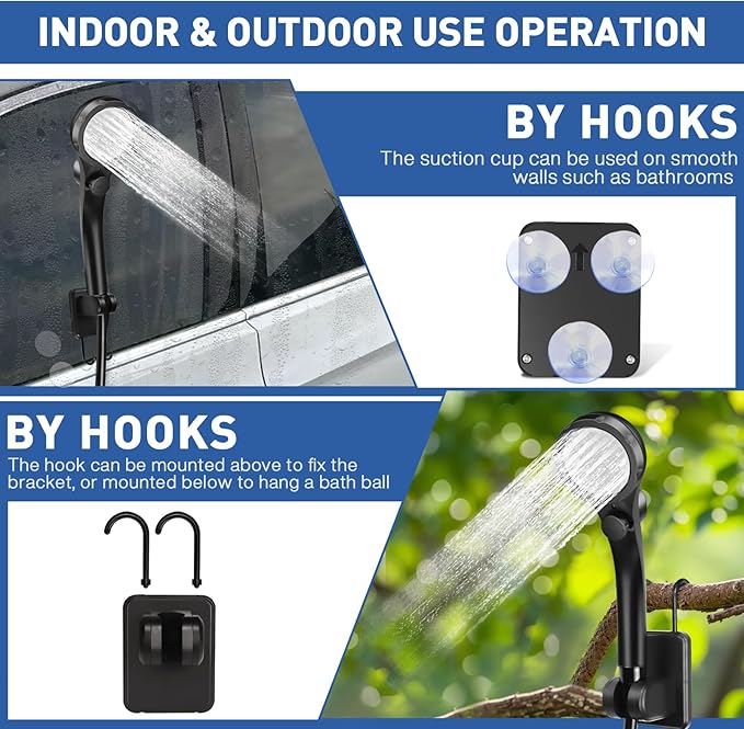 MIAOKE Upgrade Portable Camping Shower 7800mAh Outdoor Electric Shower Rechargeable Pump with Intelligent Digital Display Temperature Display Shower Head for Camping Hiking Traveling