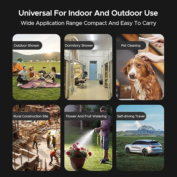 Keenso Outdoor Shower Kit Portable Camping Shower 8000mAh Rechargeable Outdoor Pump With LED Display Dual Modes Adjustable Water Flow for Tent