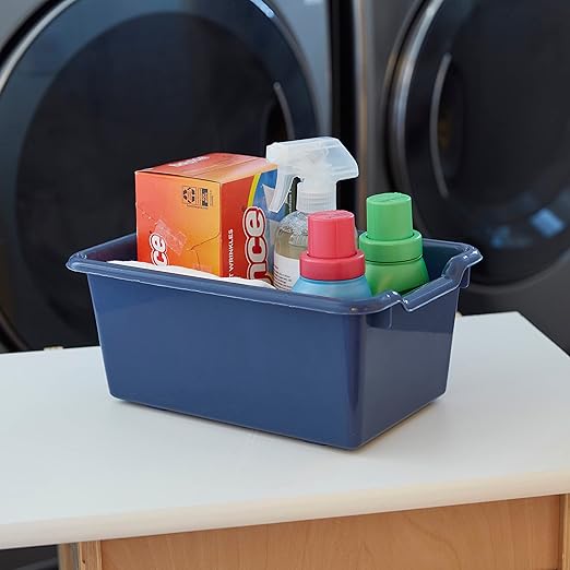 ECR4Kids Scoop Front Storage Bins Multipurpose Organization Navy 10-Piece