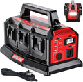 1200W Integrated Power Inverter with 6A Fast Charger 6 Ports for Milwaukee M18 Battery Portable Pure Sine Wave Inverter with 120V AC Outlet 6*USB and LED Light for Camping Travel Jobsite(Tool Only)