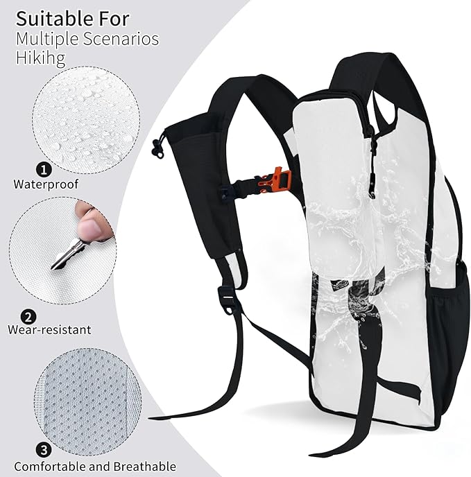 Hiking Backpack 10L/15L Small Daypack Lightweight Packable Travel Foldable Water Resistan for Women Men (White 15L)