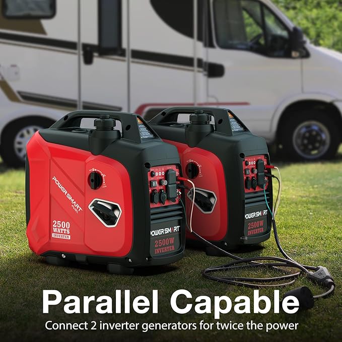PowerSmart 2500 Watt Portable Inverter Generator 79.8cc Gas Powered Engine with 5.5H Long Runtime Ultra Quiet Small Generator for Camping RV Home Power Outage and Outdoor Emergency