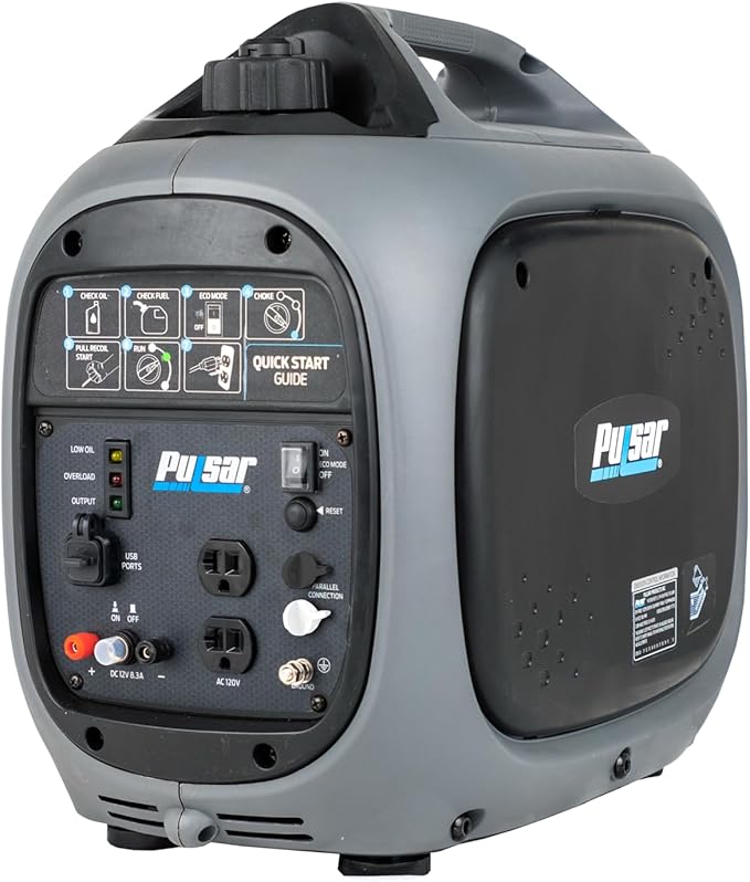Pulsar 2300W Portable Gas-Powered Quiet Inverter Generator for Home Emergency Backup Parallel Capability With USB Outlet Long Run Time GX230N
