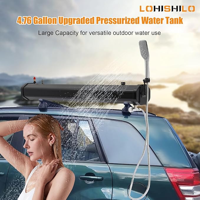 4.76 Gallon Upgraded Pressurized Water Tank for Camping Shower Off Road Shower for Overlanding Portable Water Storage Mount on BumperRoof Rack Mount for VehiclesTrucksSUV