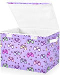Storage Box Gaming Gamepad Pattern Closet Storage Bins with Lids Foldable Oxford Fabric Storage Box for Home Bedroom Closet Office (16.5x12.6x11.8 in)