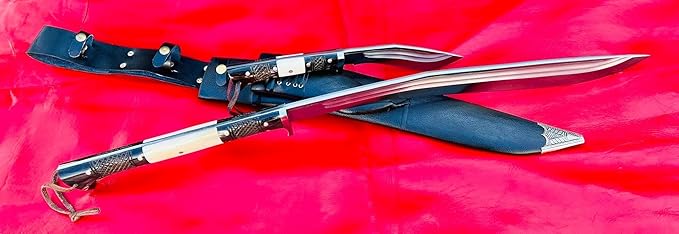 21 Inch Hand Forged 2 Fuller Siru Sword/Shot Knife Custom Khukuri Leaf Spring of Truck Fixed Blade Razor Sharp Ready to Use Kukri Carbon Steel 5160