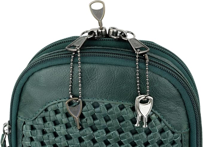 Lady Conceal Unisex Bristol Sling Backpack Minimalist Conceal Carry Design for Universal Holster with Locking Zippers (Pine Green)