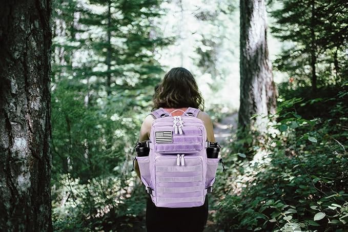 50L Military Tactical Backpack Training Gym Fitness Bag Outdoor Hiking Camping Army Molle Backpacks for Women Travel (Purple)