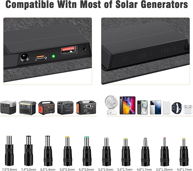 SOKIOVOLA Portable Solar Panels 30W Foldable Solar Panels Charger ETFE Solar Panel with DC USB-C and USB-A IP68 Waterproof for Small Power Station Mobile Phones RV Travel Outdoor Camping