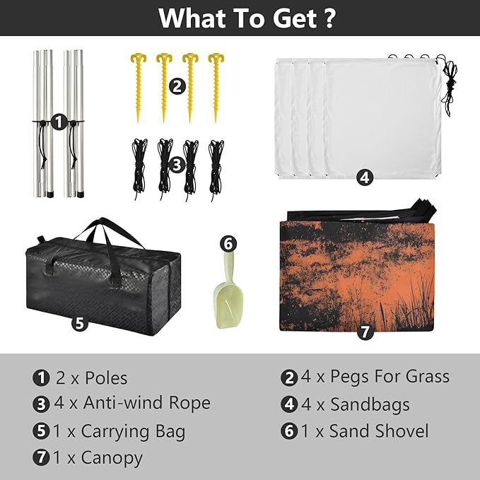 Sunset Cowboy Beach Tent Sun Shelter Set UPF50+ UV Protection 10.5 x 9.19 FT Camping Shade Canopy with Sandbags Sand Anchors Carrying Bag and Others