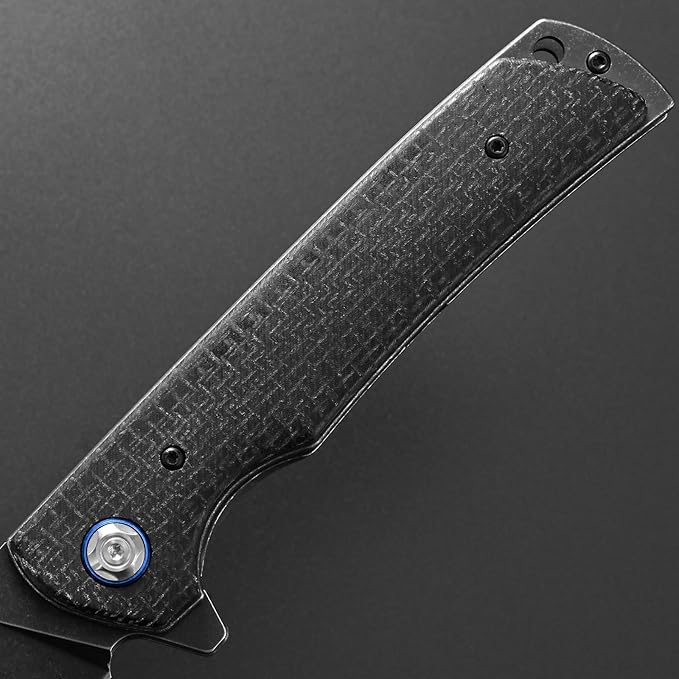 Eafengrow EF973 Folding Knife D2 Steel Blade Micarta Handle Scale Pocket Knife Folder for Working Camping Hiking EDC Tool Knife(black)