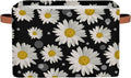 Pardick Daisy Storage Basket Bins Flower Floral Toys Books Clothes Canvas Storage Box Cubes Rectangular Collapsible with Handles for Bedroom Nursery Home Office Decor Organizer Basket