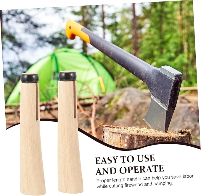 2set Wooden Handle Replacement for Camping Tool Log Splitting Axe Handle Comfortable Grip