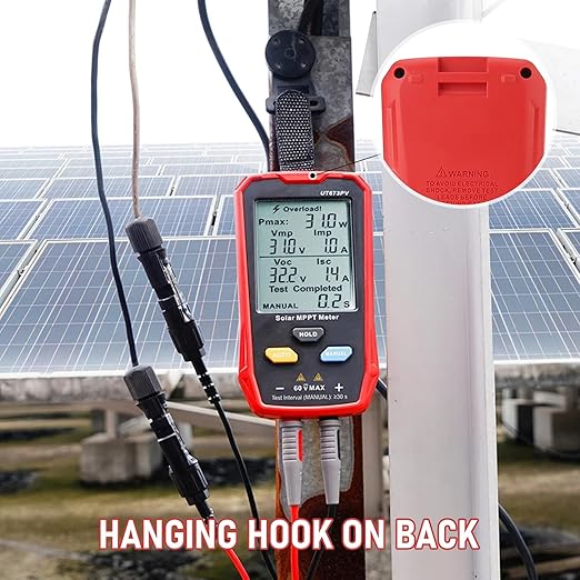 UT673PV Solar Panel Tester Photovoltaic Multimeter 800W Solar MPPT Meter with Large Ultra Clear LCD Smart MPPT Open Circuit Voltage Troubleshooting Data Test for Photovoltaic Modules