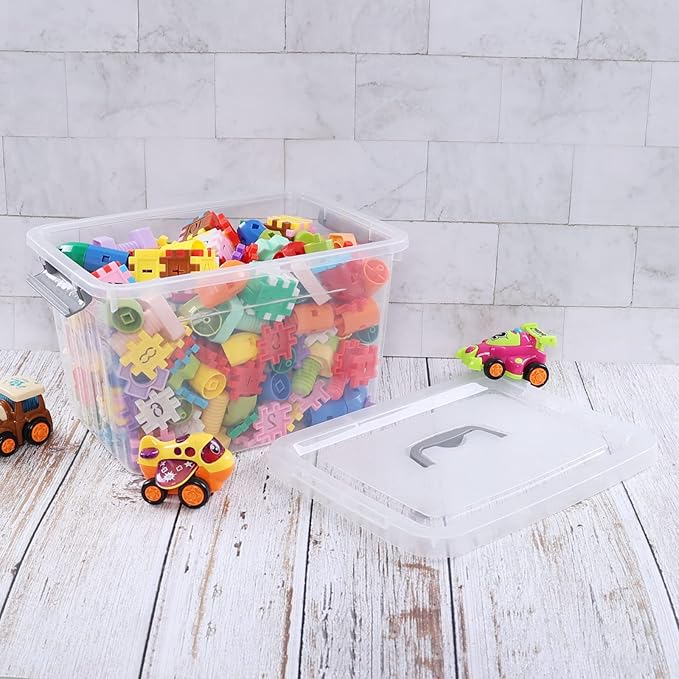 12 Qt Storage Container with Lid 1 Pack Latching Box Clear Bin with Handle
