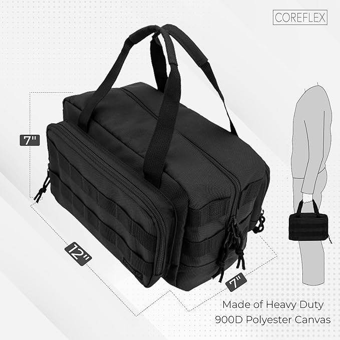 Coreflex 12-Inch Heavy Duty Tool Bag Tactical Gear Range EDCTool Bag for cars Multi-Purpose Work Bag for MechanicsElectricianCarpentersBuildersPlumbers 12 X 7 X 7 (Black)