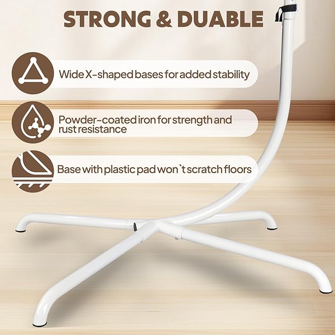 Chihee Hanging Egg Chair StandStrong Iron Hammock Chairs Frame with Spring Hook Stable BaseHeavy Duty Swing Chair Stands 330 lbsC Stand for Hanging Seat Indoor Outdoor Bedroom Patio Garden Balcony