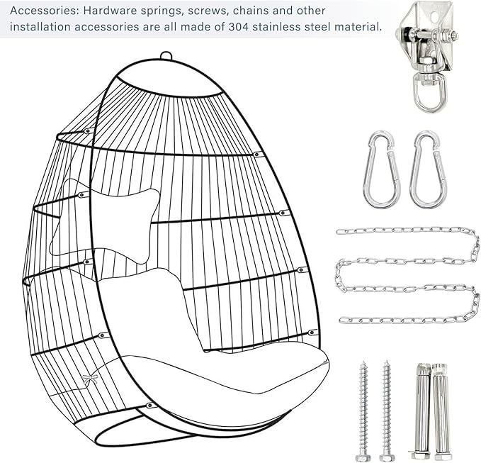 Outdoor Garden Rattan Egg Swing Chair Hanging Chair PE Hanging Chair GrayGray+Gray