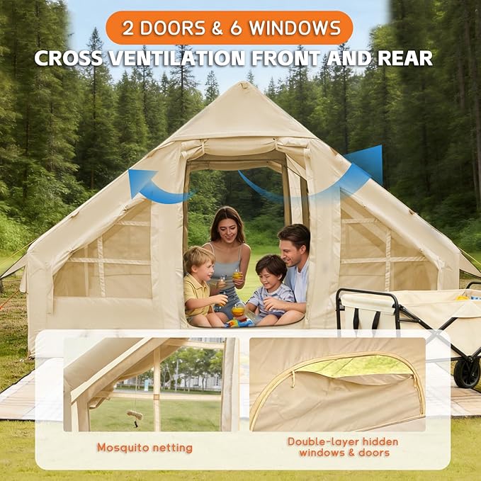 Inflatable Tents for CampingEasy Blow Up Tent with Hand Pump4 Seasons Waterproof Air Inflatable Camping Tent House for Family Weekend Camping
