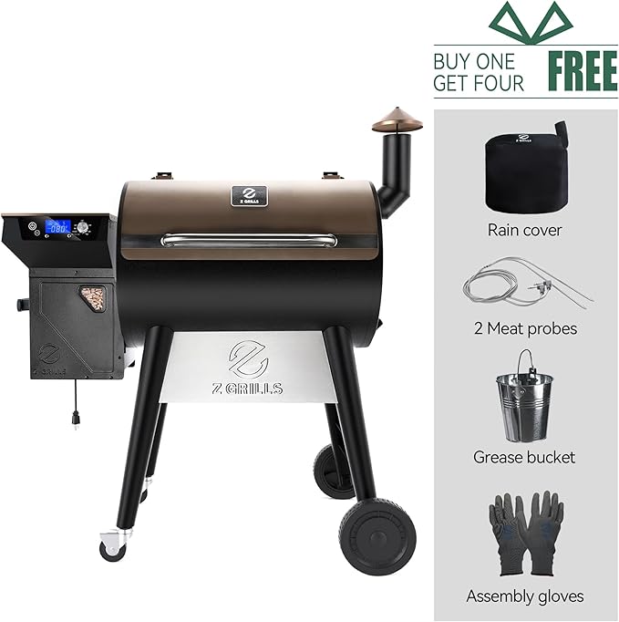 Z GRILLS Wood Pellet Grill Smoker with PID 3.0 Controller 697 Cooking Area Meat Probes Rain Cover for Outdoor BBQ 7002C
