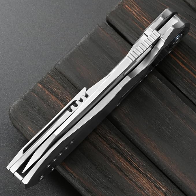 Sitivien ST275 Folding Knife M390 Steel Blade Titanium and Timascus Handle Knife with Safety Lock Frame Lock for Outdoor Camping Hiking Survival