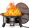 Ciays Large Propane Fire Pit 24 Inch Gas Fire Pit with Grill Grate Folding Legs Hose Hooks Propane Tank Holder Cover &amp Carry Strap Portable Outdoor Fire Pit for Camping 58000 BTU