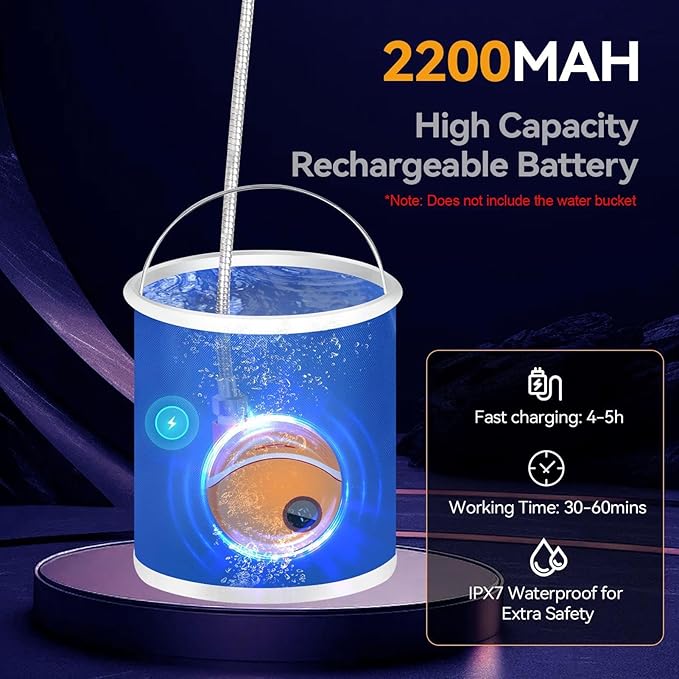 Camping Shower – 10.7x12.5x6cm ABS Orange Portable Wash System Water Pump Dispenser Spray Cleaning Device | Ideal for Car Bathing Hiking Trail Hygiene Pet Grooming Routine Outdoor Gear
