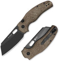 Kizer C01C 2.9 BS Sheepdog Pocket Knife 2.95 Elmax Sheepsfoot Blade Folding Knife with Brown Norplex UltreX™ Micarta Handle Small EDC Camping Survival Knives with Thumb Hole Ki3488.29BSA2