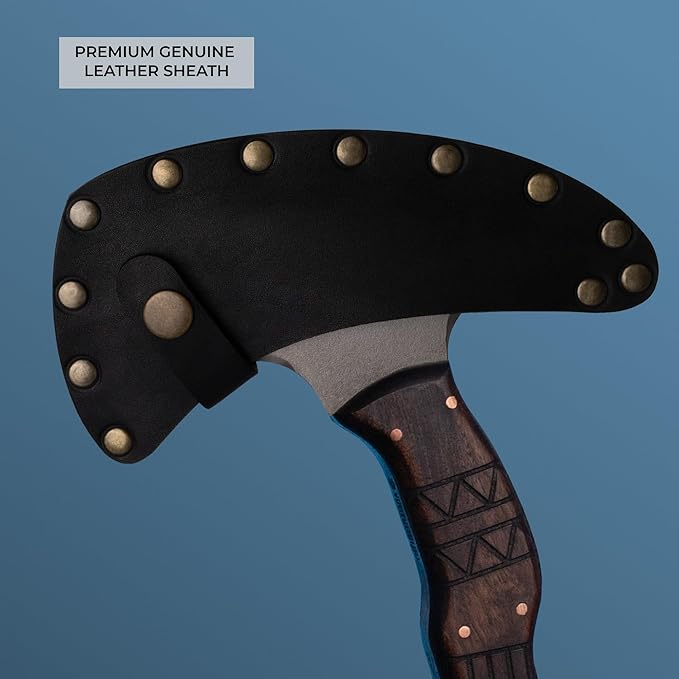 AncientSmithy Tactical Tomahawk Axe Handmade Camping Outdoor Hatchet Full Tang with Leather Sheath