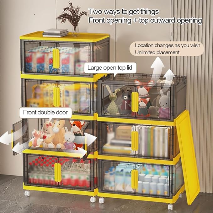 Plastic Storage Box with Lid Clear Storage Box with Lid and Wheels 1/2/3 Packs Stackable Storage Boxes Nestable Container for Bedroom Living Room Office