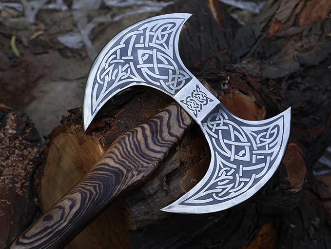 24” Viking Double Handed Axe Large Norse Axe Scandinavian Style Hatchet Double Headed ax Viking ax History of Norse Mythology self Defense Prop Tools