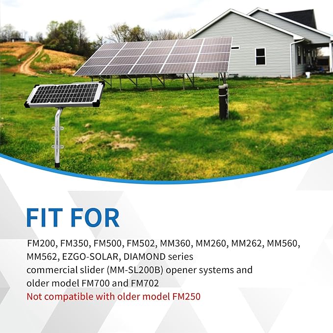 FM123 10 Watt Solar Panel Kit Fit for Mighty Mule Automatic Gate Openers Black Cell MM571W MM371W 571W MM271 MM371W MM360 MM560 MM562 FM350 MM260 MM560 FM200 FM350 FM500 FM502 FM700