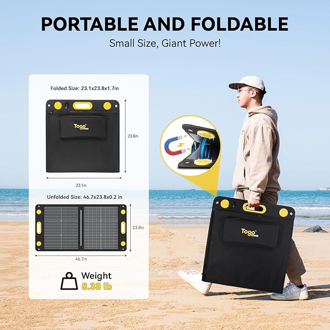 100W Bifacial Portable Solar Panel Bend Resistant Foldable Solar Panel 100Watt 22V Monocrystalline Solar Charger for Power Station IP67 Waterproof for Outdoor Camping Van RV Trip