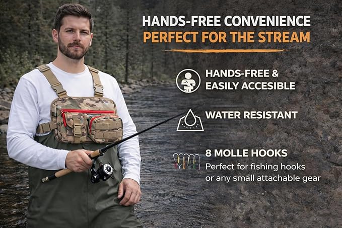Outdoor Tactical Chest Bag for Men &amp Women – Modular EDC Chest Rig with MOLLE System Quick Release Harness Pack for Hunting Hiking Fishing Running – Lightweight Utility Vest