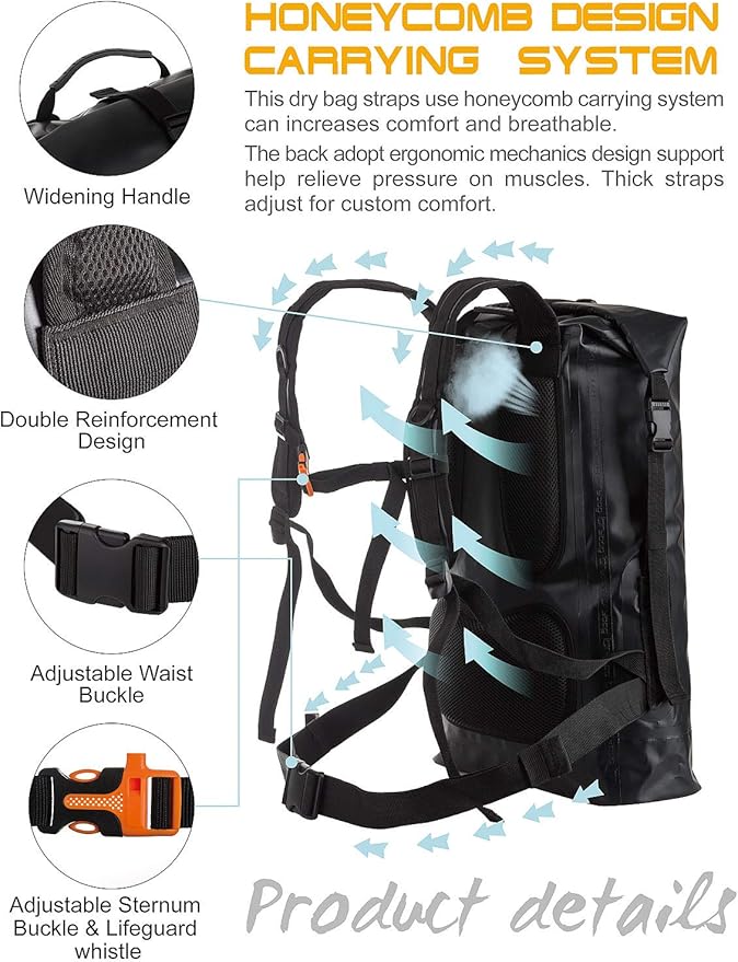 IDRYBAG Waterproof Backpack for Men 20L/30L/40L Floating Dry Bag Kayak Dry Backpack Hiking