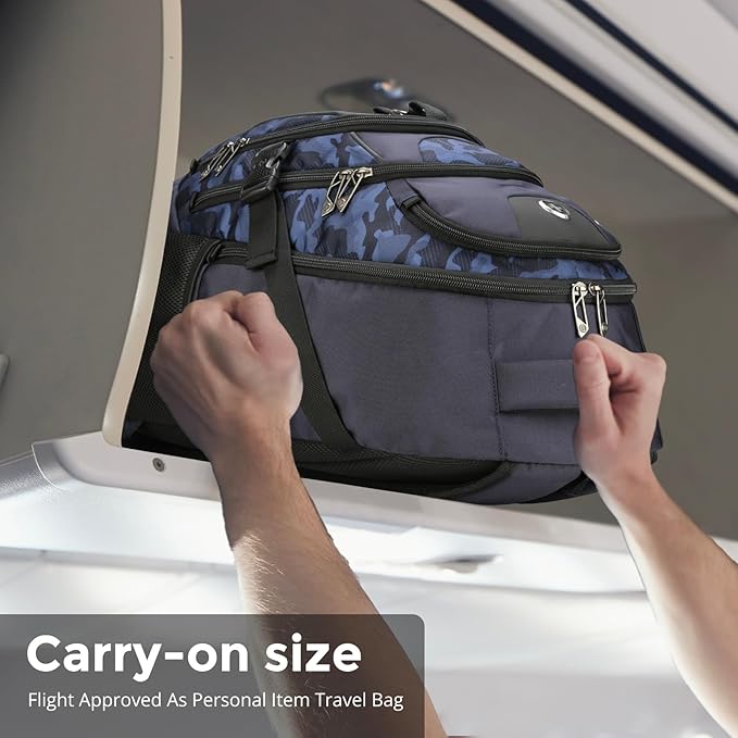 Swissdigital Design Laptop Backpack with USB Charging Port Travel Backpack Fits 15.6 inches Computer 31L College School Backpack for Men Blue Camo | SD803-92
