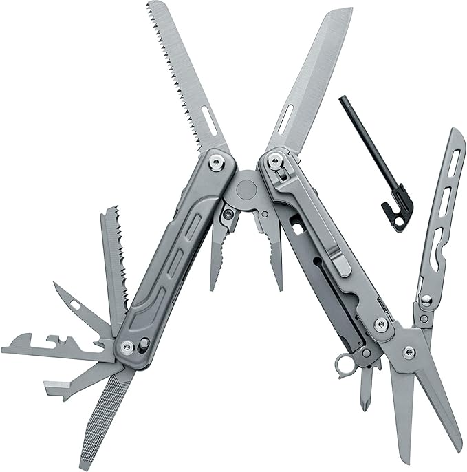 BlackFox BF-206 Fortitude Multi Tool 17-in-1 Stainless Steel EDC Pocket Knife with Nylon Sheath Compact Outdoor Gear for Camping Hiking Survival Everyday Carry