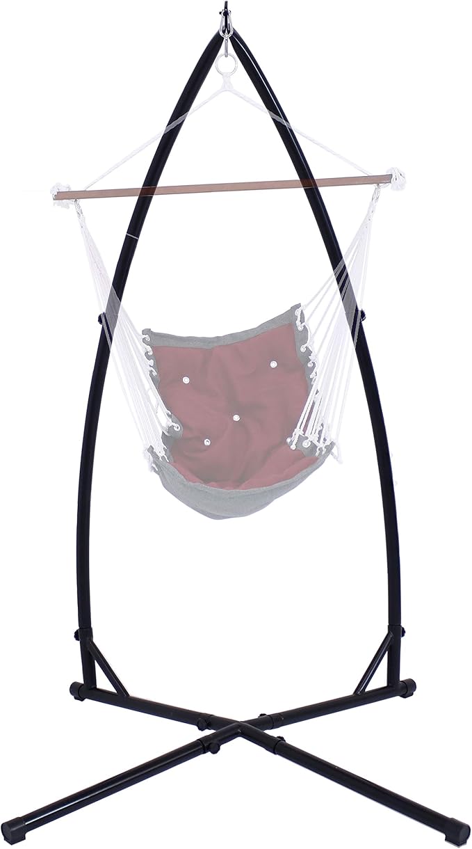 Sunnydaze Steel Hammock Chair X-Stand - 250-Pound Capacity - for Indoor or Outdoor Use - Black Powder-Coated Finish
