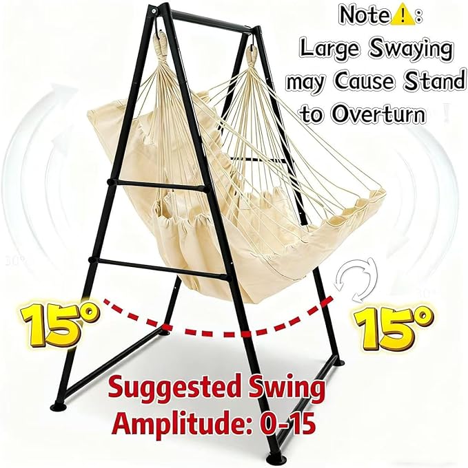 Hammock Chair Stand with X-Large Swing Chair with FootrestAnti-Tip Thickened Weather-Resistant Iron Pipe Swing Frame 450Lbs Stand Capacity Quick Assembly for Indoor Outdoor (White)