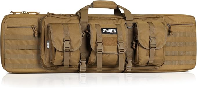Savior Equipment American Classic Tactical Double Long Gun Bag Pistol Transportation Case w/Backpack Strap Lockable Compartment Available Length in 32 36 42 46 51 55