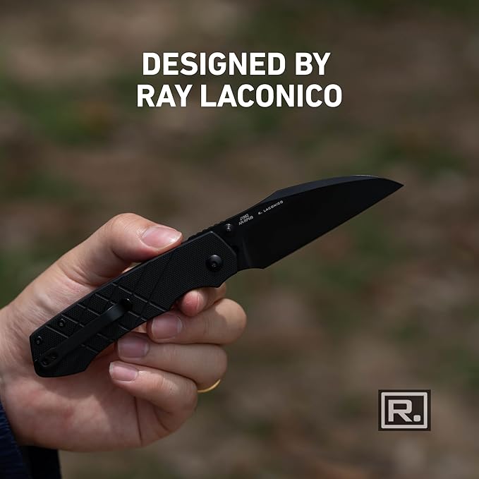 CJRB Kestrel Folding Pocket Knife with 3.31'' AR-RPM9 Steel Blade G10 Handle EDC Knife for Men Women Outdoor Survival Camping Hiking Designed by Ray Laconico(J1962 Black)