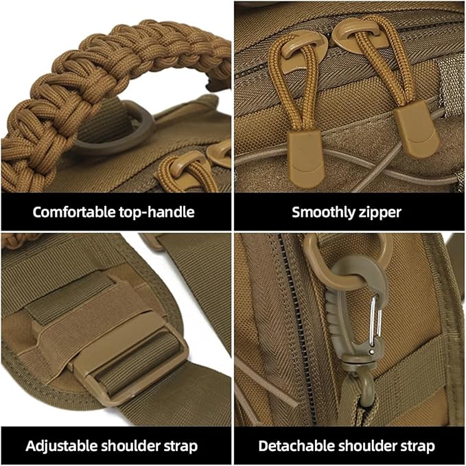 Genérico Compatible For Tactical Men's Chest Bag Outdoor Climbing Hunting Systerm Hook and Loop Hiking Trekking Backpacks(Khaki)