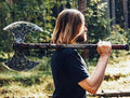 Handmade Viking Hatchet Norse Axe- 40 Long Two-Handed Berserker Hatchet Forged Axe - Bearded Axe - with Sheath (FM-08)