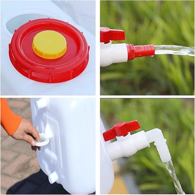 12 Gallon Portable Water Tank with Spigot&ampHose Water Storage Container for Camping RV Truck Emergency Preparedness（Thickening）