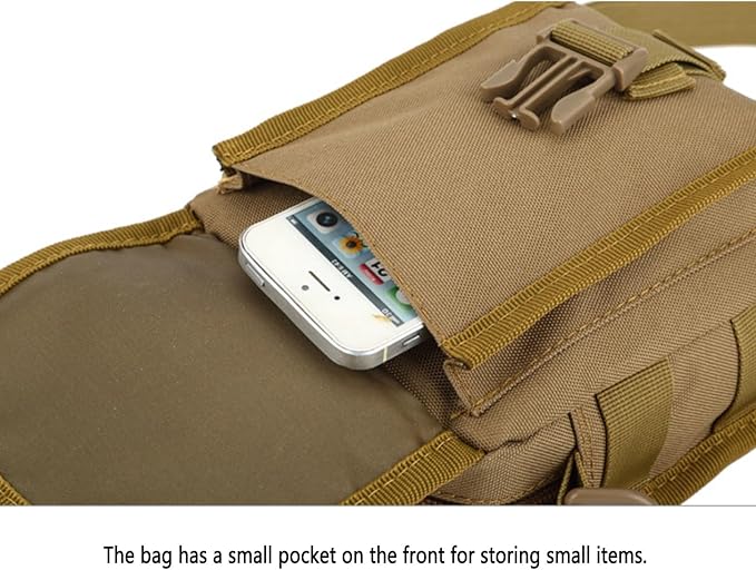 Waterproof Tactical Nylon Molle Waist Pack Hiking Fishing Hunting Sports Waist Bag Camping Messenger Bag(Khaki)