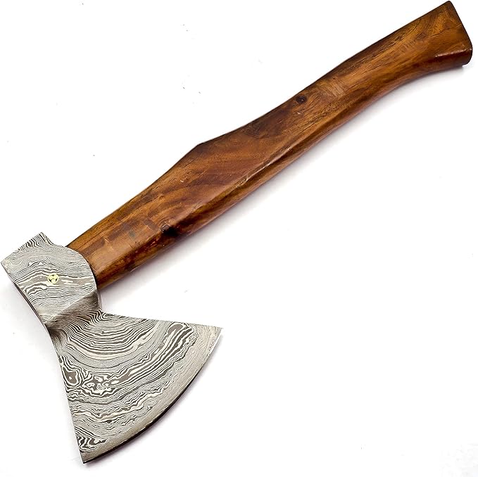 Custom Handmade Damascus Steel Viking Axe with Gorgeous and Solid Wood Handle (Y-03)