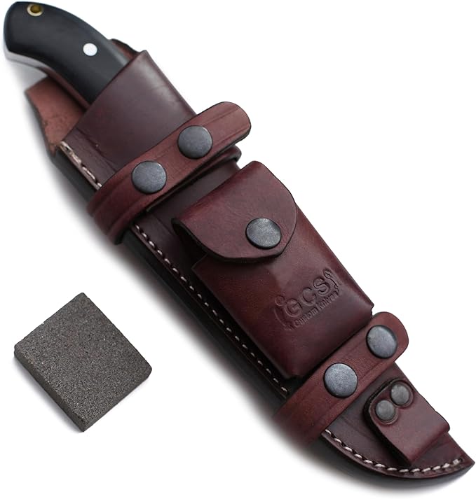 GCS Handmade Micarta Handle D2 Tool Steel Tactical Hunting Knife with leather sheath Full tang blade designed for Hunting &amp EDC GCS 6