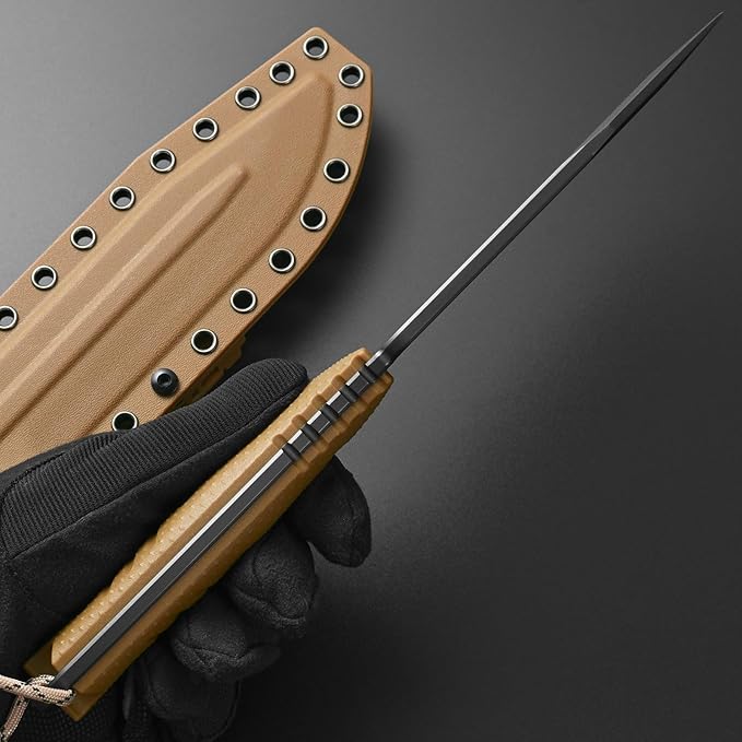 Gtkii GTK2 Fixed Blade Knife AUS-10 Steel Blade Nylon Fiberglass Handle Full Tang EDC Tool Knifes for Outdoor Camping Survival Adventure Bushcraft (brown)