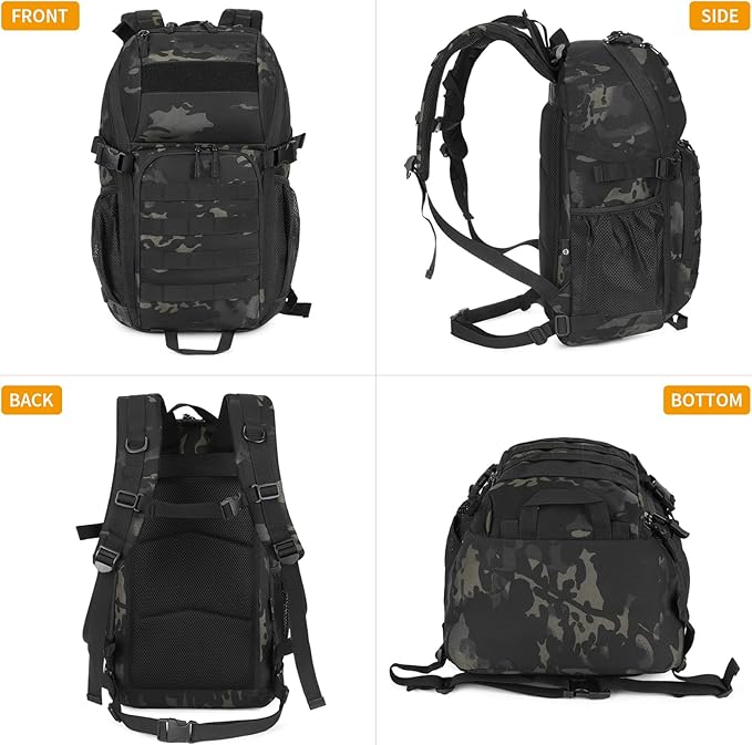 HUNTVP 25L &amp 35L Tactical Backpack Military MOLLE Bag Army Tactical Laptop Backpack 3 Day Pack Military Gear Camping Hiking Outdoor Rucksack Camo