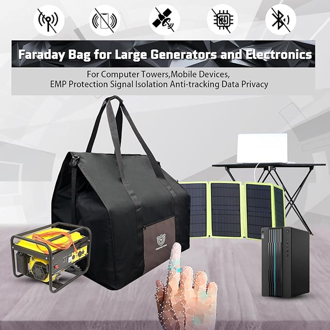 Faraday Bag for Large Generators and Electronics Military-Grade RF Shielding For Computer TowersMobile Devices EMP Protection Signal Isolation Anti-tracking Data Privacy